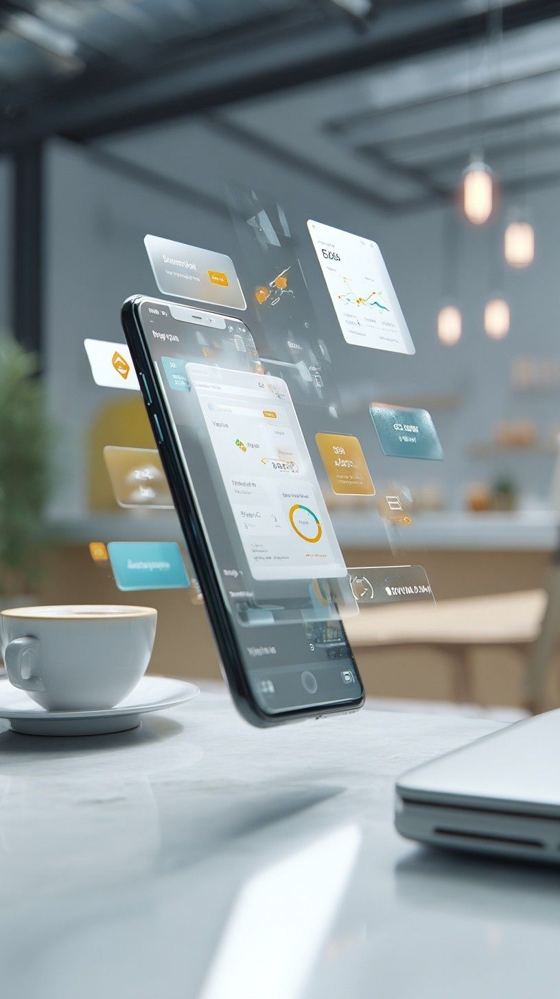 Smartphone showing banking and financial statements for a visa application