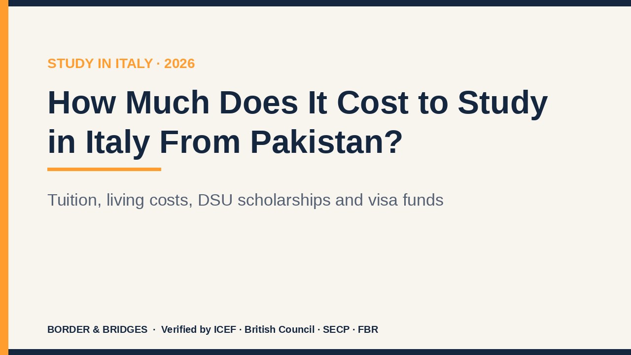 How Much Does It Cost to Study in Italy From Pakistan 2026