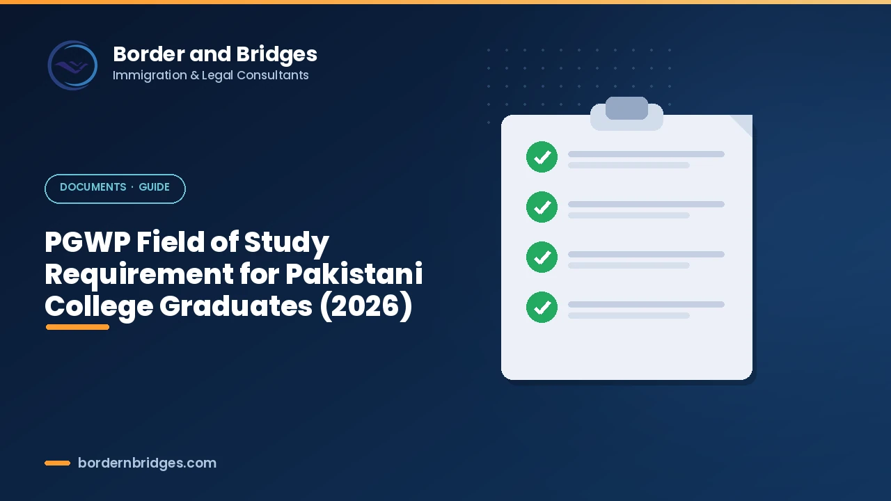 PGWP field of study requirement for Pakistani college graduates in Canada