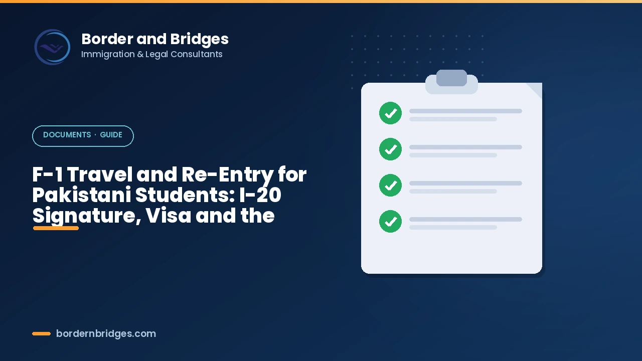 Pakistani F-1 student checking passport, visa and I-20 travel signature before flying home