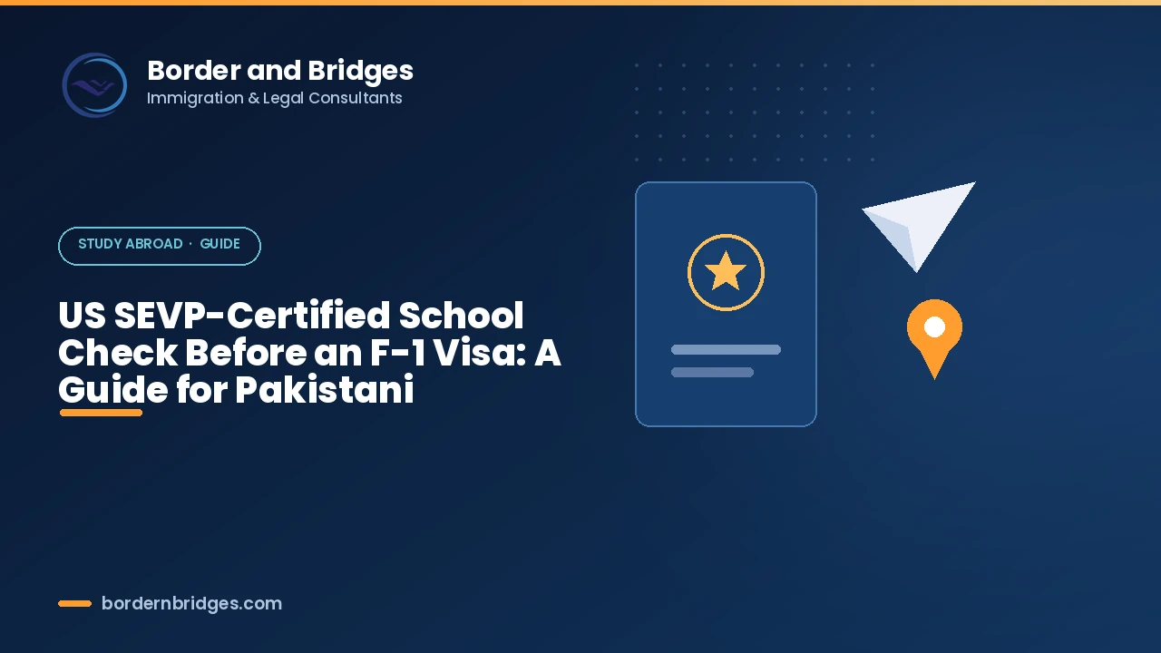 Checking a US school on the SEVP School Search before an F-1 student visa application